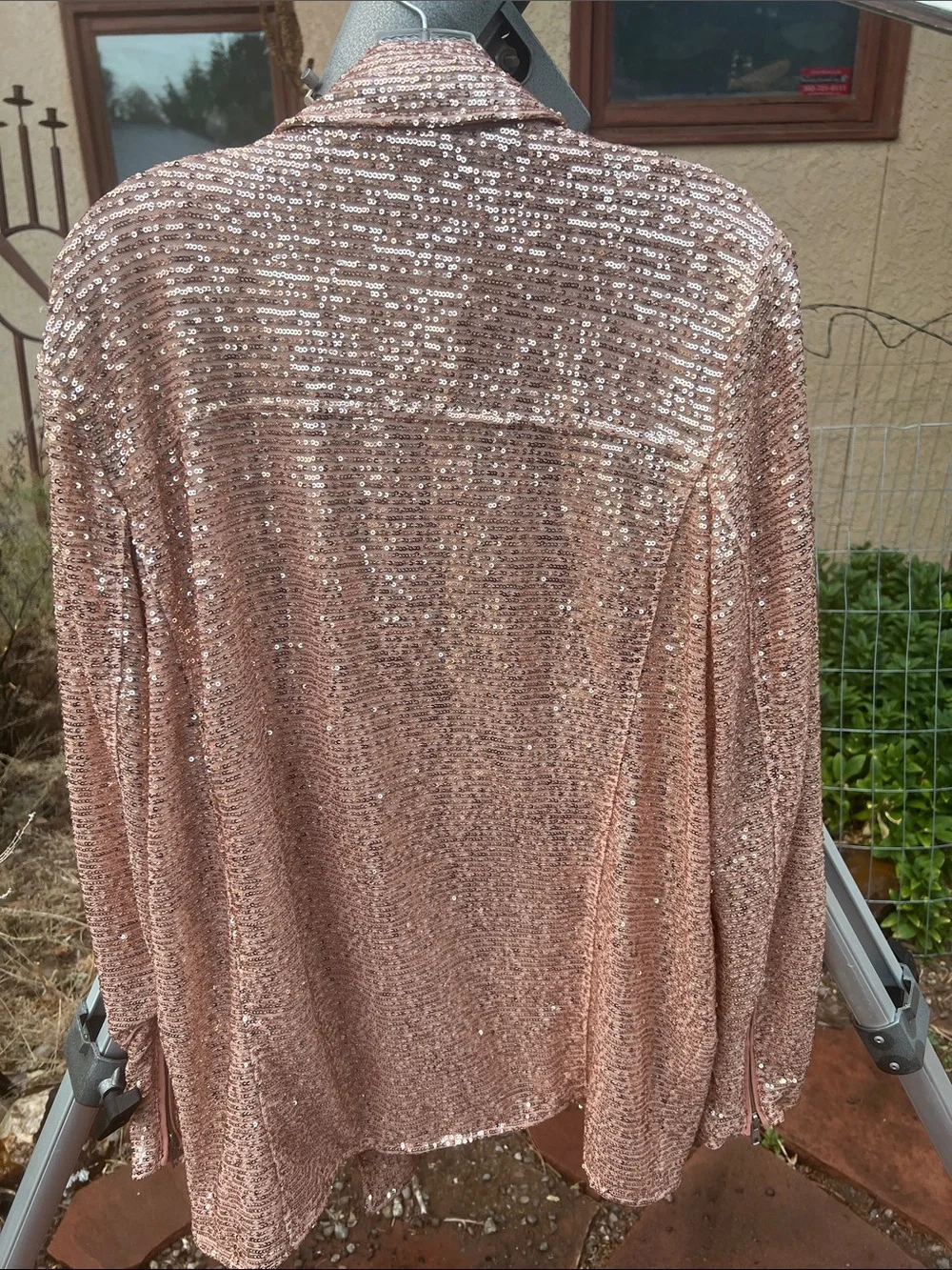FREE PEOPLE rose gold sequin jacket